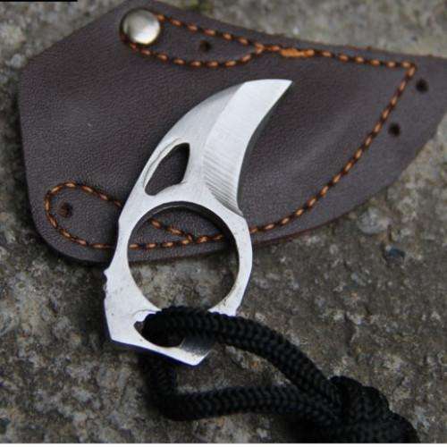 Camping Mini Carabiner Knife with Leather