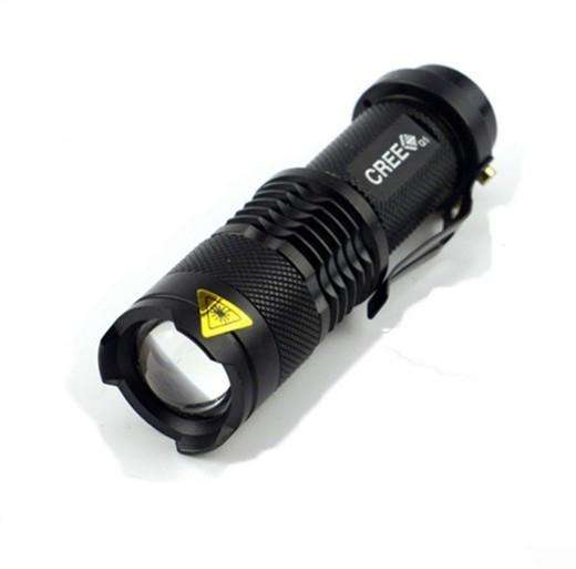 Rushed camp mini led flashlight torch 7w 2000lm cree q5 adjustable focus zoom light lamp 