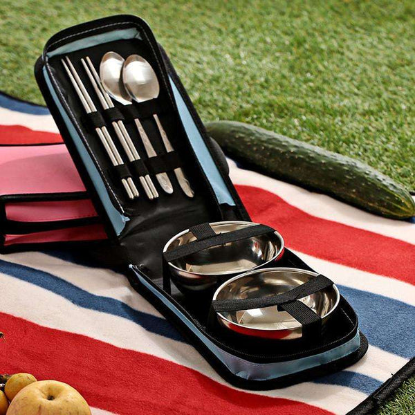 Fashionable Style Portable Stainless Steel Set Outdoor Camping - Spoon Bowl Chopstick