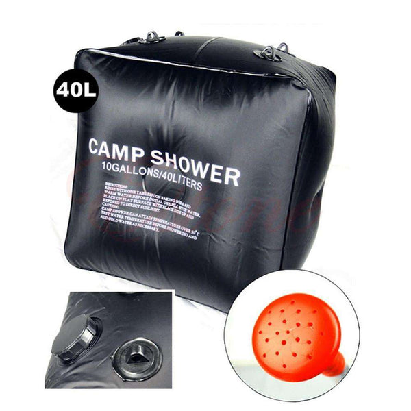 Outdoor Hiking Folding Solar Camp Shower Water Bathing Bag 40L 10 Gallons Black